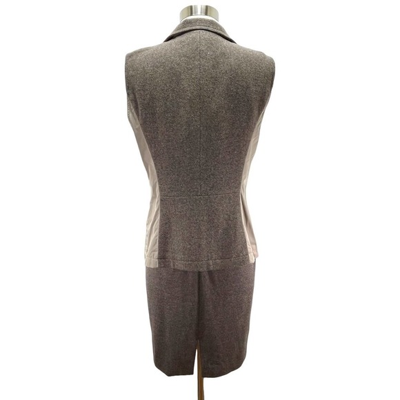 Lafayette 148 NY 3-Piece Taupe Wool Suit Dress — Dress (2), Vest (4) Blazer (4) - Picture 7 of 16